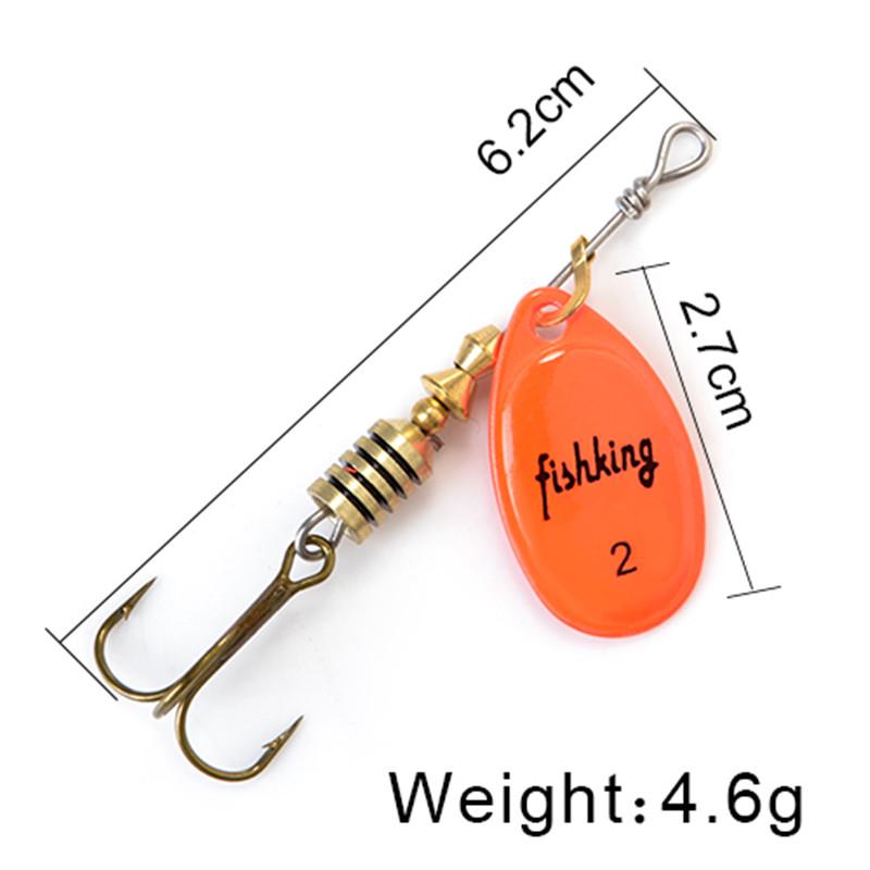FISH KING Spinner Bait 3,9 г, 4,6 г, 7,4 г, 10,8 г, 15 г, приманки для ложки, металлические приманки для щуки с тройными крючками, искусственная приманка для окуня, рыболовная приманка