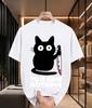 2026 New 100 Cotton Tshirt Funny Black Cat With Bloody Knife You Saw Nothing Cartoon Print Unisex Tee Casual Short Sleeve