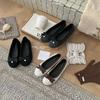 Французские туфли-лодочки на плоской подошве, маленькие ароматные туфли-одиночки, женская обувь 2025 весна-осень, ретро плетеные балетки с бантом, вечерние туфли