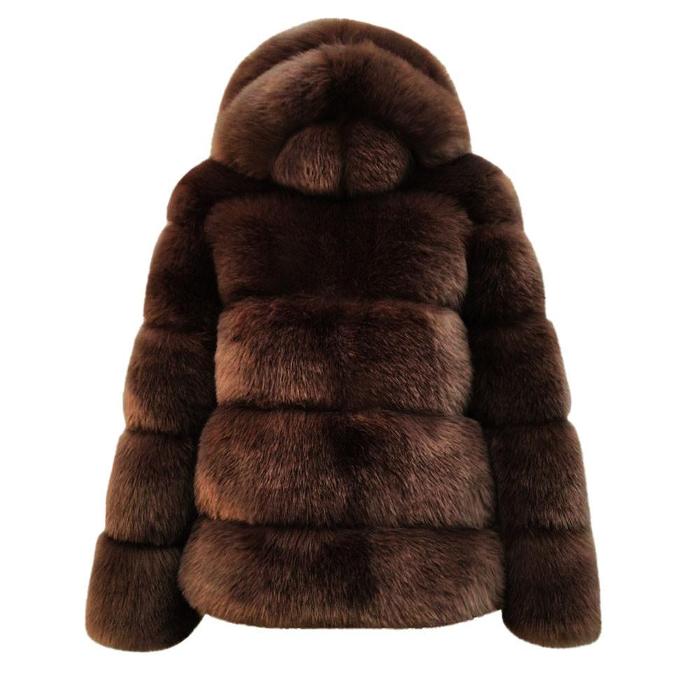 Women Faux Mink Winter Hooded New Faux Jacket Warm Thick Outerwear Jacket