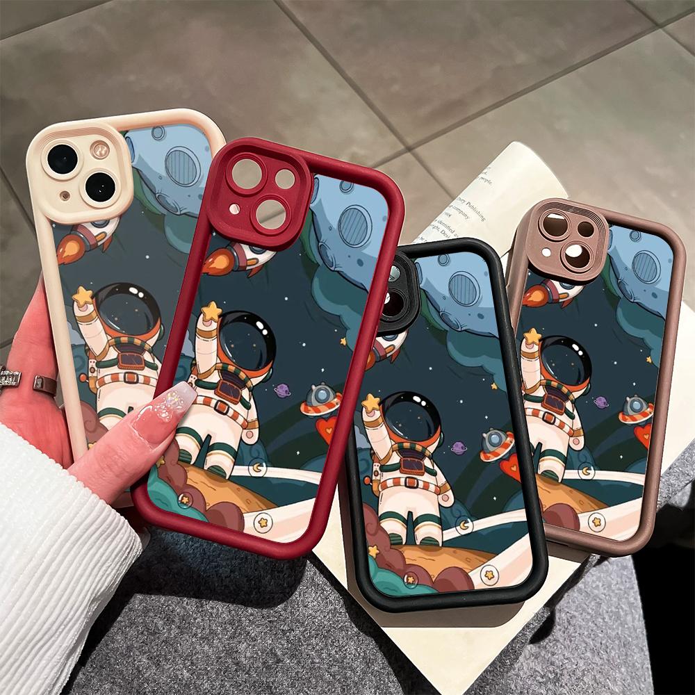 Мягкие силиконовые квадратные лестницы с мультяшным узором, полное покрытие, защита камеры, противоударный чехол для OPPO Reno Realme OnePlus