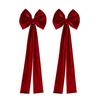 Christmas Chair Sashes Bows Large Velvet Chair Cover Back Tie Supplies for Christmas Banquet Home Wedding Event Holiday Party Decor