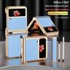 Electroplated Leather Case with S Pen Holder for Samsung Z Flip4/3 (5/6 Double Hinge)