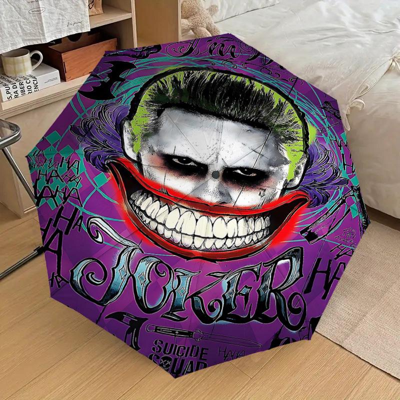 1PC Joker Suicide Squad Umbrella-8-Rib Reinforced, Automatic Open, Lightweight & Durable, Cute Fashion Accessory for Outdoor, D2635