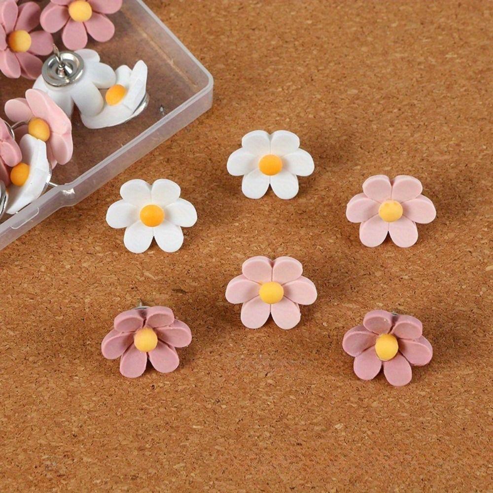 20/30/50Pcs Creative Six-Petal Flower Pushpins DIY Thumb Tacks Portable Board Push Pin Corkboard