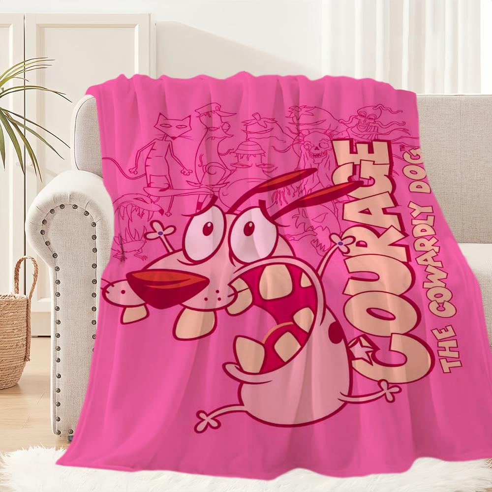 Cartoon C-Courage the C-Cowardly D-Dog Blanket Plush Nap Sofa rug for Living Room Office Bedroom Birthday Home Travel Kid Gifts