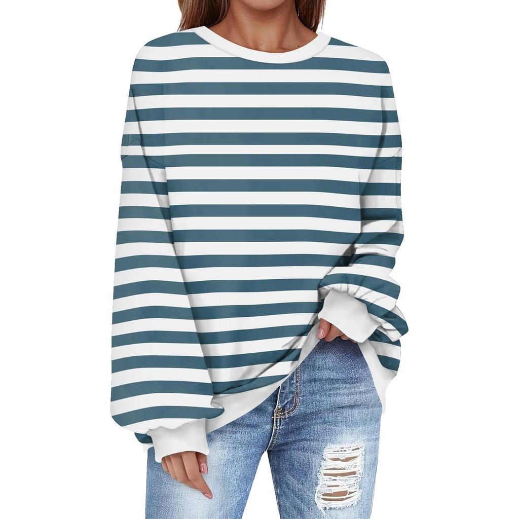 Толстовка большого размера для женщин с круглым вырезом и принтом, с длинным рукавом, толстовка