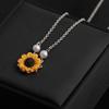 Women Romantic Jewelry Gold Plated Sunflower Necklace Chain Pearls Flower Pendant