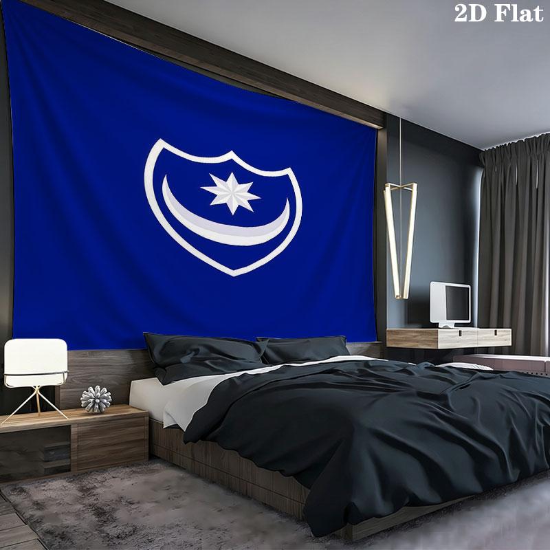 Portsmouth Football Club Wall Tapestry Aesthetic Wall Hanging Printed Fabric Blanket Decorative Tapestries for Bedroom Living Room Home Decor