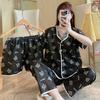 Short-Sleeved Pajamas Three-Piece Korean Version Of Sweet And Cute Cardigan Women'S Loungewear