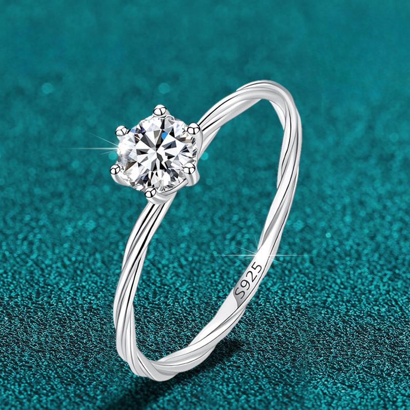0,5 карат 5 мм D VVS1 кольцо с бриллиантом из муассанита для женщин S925 стерлингового серебра S925 кольцо вечности свадебные украшения с GRA подарок