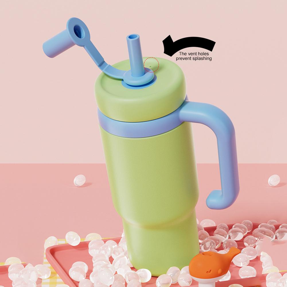 1PC Whale Design Insulated Water Bottle 24oz Stainless Steel Safety Tumbler with Straw Lid Leakproof for Kids Teens Adults