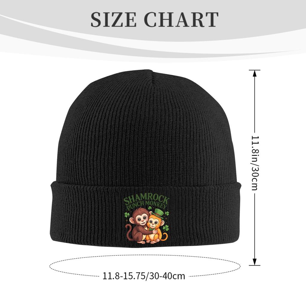 Monkey Punch Plush Hugging St Patricks Day Knit Hat Beanie Hats Outdoor Warm Soft Men Women Bonnet Hats Winter Caps Gift