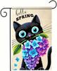 Spring Black Cat Oral Garden Ag 12x18 Inch Double-Sided Polyester Outdoor Ag for Seasonal Decoration XAA UUV EEU SSL