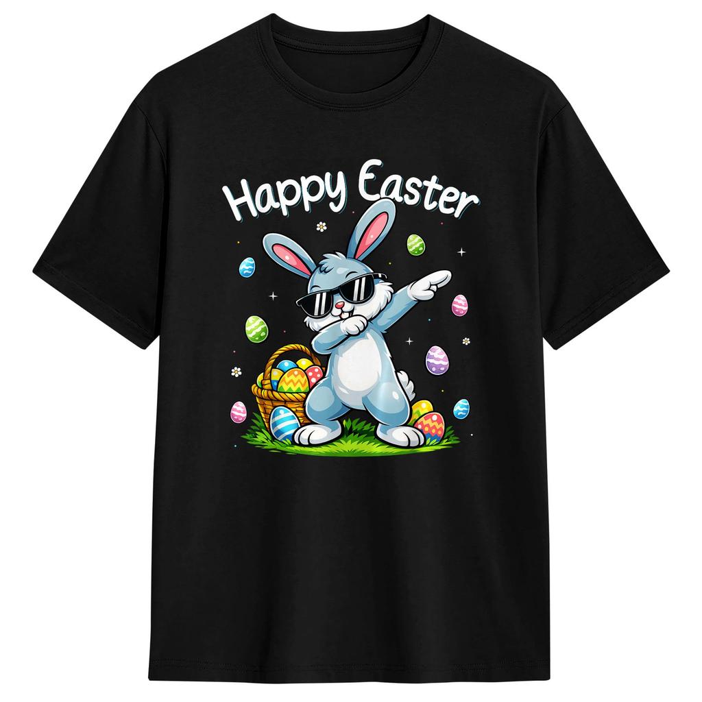 Funny Dabbing Bunny Easter Happy Easter T Shirt Summer Harajuku T Shirts Unisex Cotton O Neck XL XL XL Clothing YK Basic Tops
