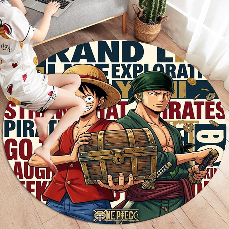 One Piece Art Round Area Rug Carpet Rug For Living Room Bedroom Sofa Playroom Decor Nonslip Floor Mat