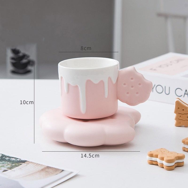 240 мл симпатичная кремовая керамическая чашка для воды с печеньем креативная мультяшная домашняя кружка для завтрака с молоком для девочек офисный дизайн кофейные чашки