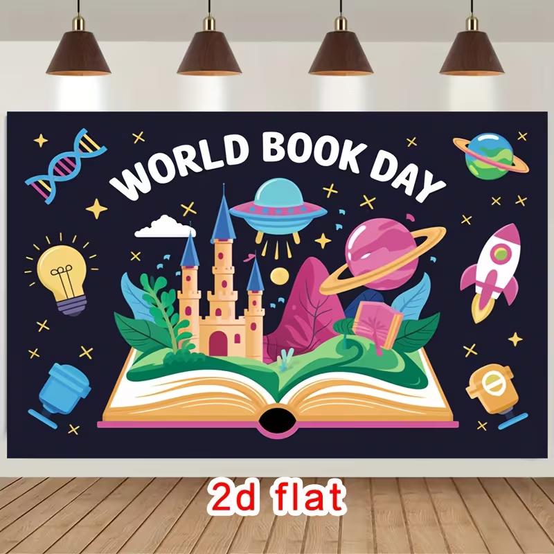 2D Раскрытая Книга Фэнтези Фон Мировой День Книги Фон для Класса