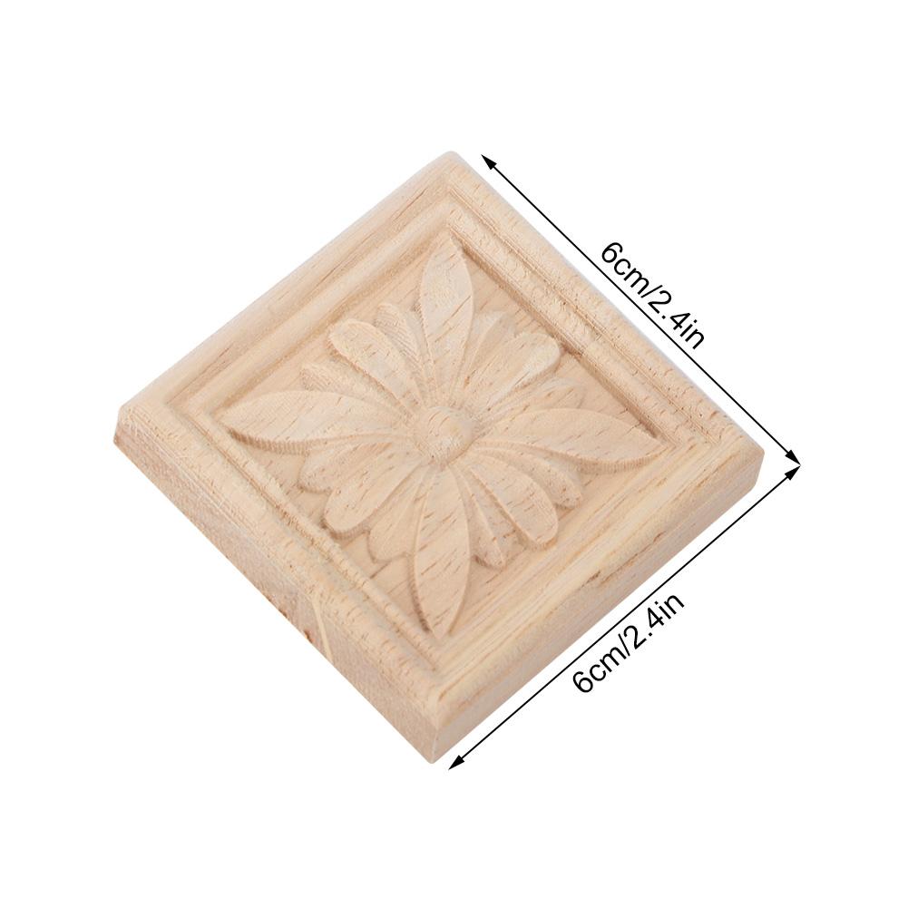 4Pcs Carving Checkered Applique Unpainted Decal for Furniture Decoration (D)