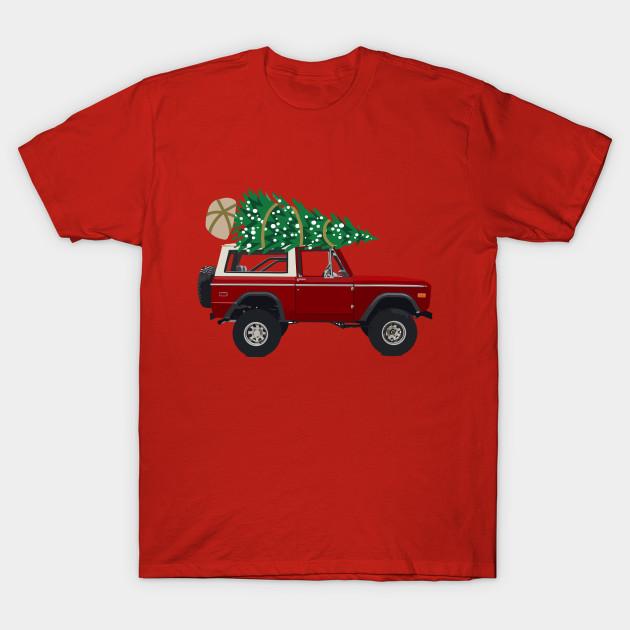 Asian Size Men Print T-shirt Red Bronco Christmas No-Cut Heat Transfer Print Cotton Tshirt