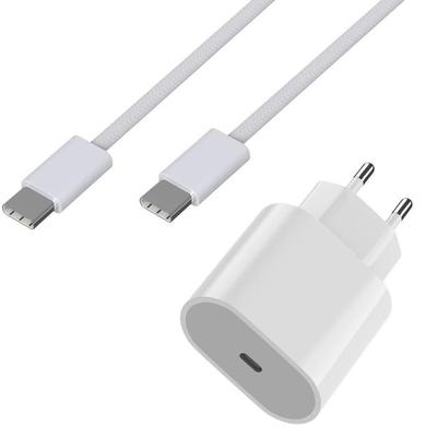 Быстрое зарядное устройство 20 Вт - PHONILLICO - iPad Air/Pro 2024 - Кабель USB-C 1 м - Плетеный нейлон - Белый