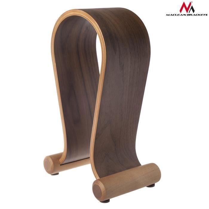 Support pour casque - maclean - mc-815w - bois noisette - design moderne - antidérapant
