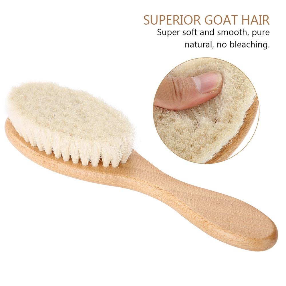 Wooden Handle Oil Head Brush Soft Hair Styling Brush Scalp Grooming Goat Hair Brush  Home Use
