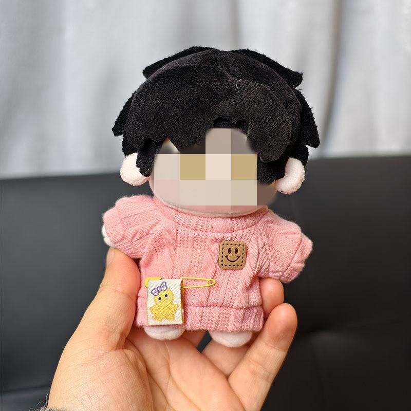[Cloth Only] 16cm Plush Doll Clothes Set, Circle Smiling Face Shirt Overalls Series Set Dress Up.