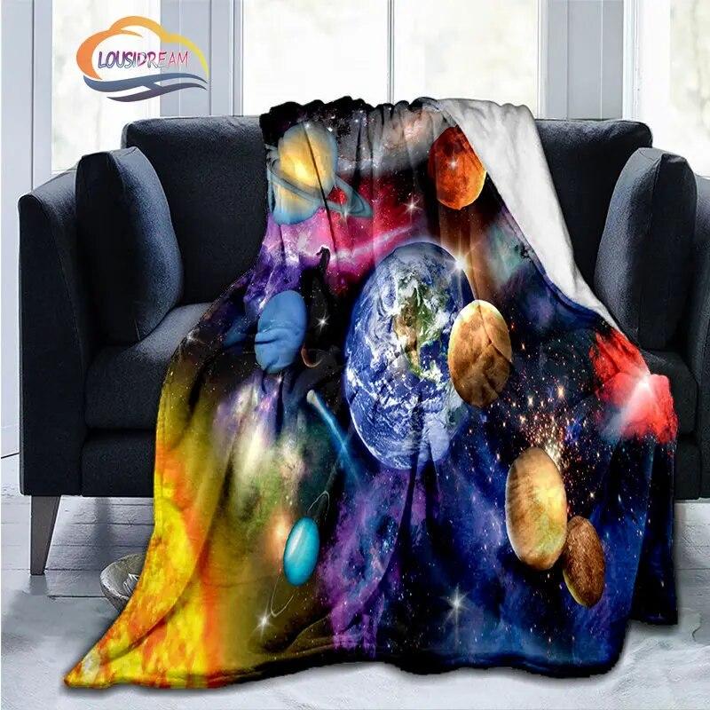 Space Universe and Many Planets In Galaxy Series Fashion Flannel Blanket Solar System Wallpaper Blanket Sofa Bed Warm