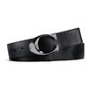 Hebilla de Pasador en C Esculpida Cinturón de Piel de Vaca Granulada para Hombre Negro Ancho 3.8cm 57030-BLK
