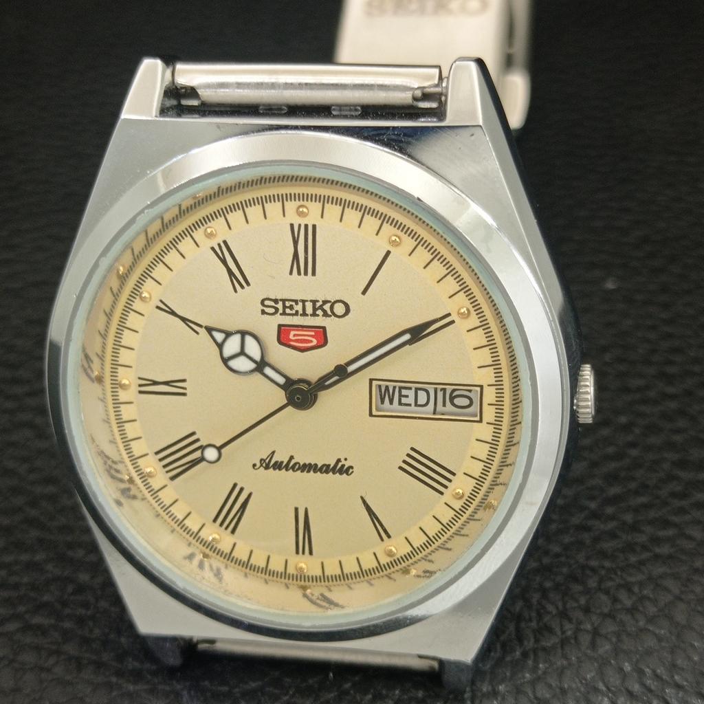 ВИНТАЖНЫЕ АВТОМАТИЧЕСКИЕ SEIKO 5 ВОССТАНОВЛЕННЫЕ ЯПОНСКИЕ МУЖСКИЕ ЧАСЫ С РИМСКИМИ ЦИФРАМИ a442634-1