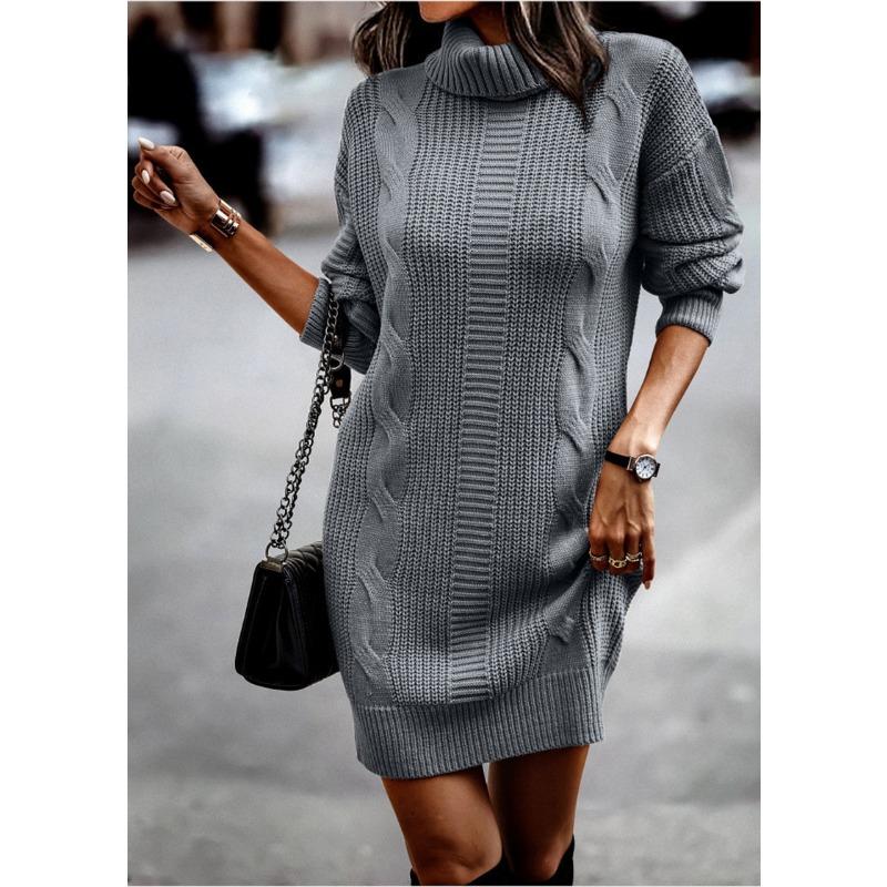 YYFS Женская мода повседневная осень-зима однотонный принт длинный рукав высокий ворот свитера