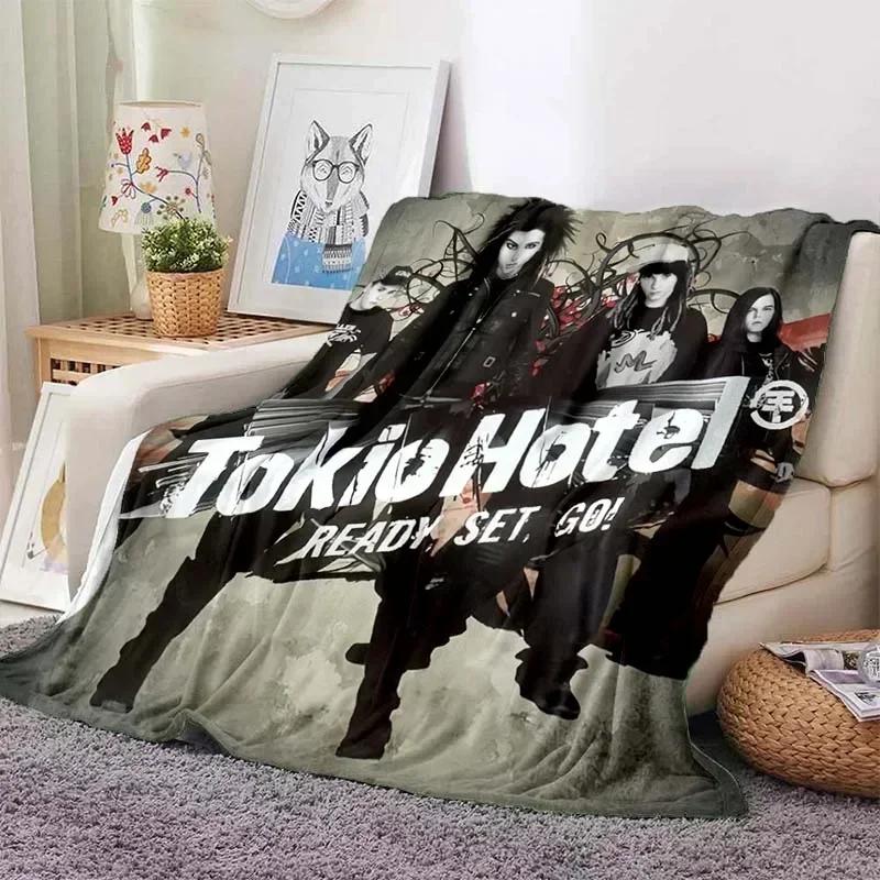 Плед Tokio Hotel с ретро-принтом, теплый плед, фланелевый, мягкий, комфортный, для дома, путешествий, постельное белье, принадлежности для дивана, подарок на день рождения