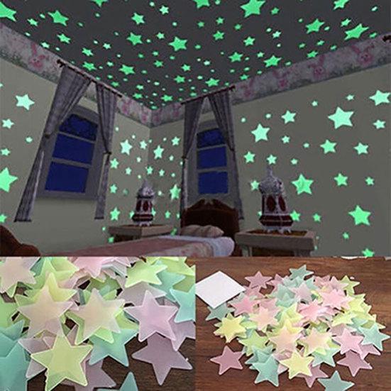 100/40Pcs 3D Glow In the Dark Stars Ceiling Wall Stickers
