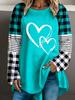 A Women's Casual Long-sleeved T-shirt with a Heart-shaped Pattern Is a Mother's Day Gift, Suitable for Holiday Gifts for Mom.