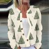 Women's Fashion Long Sleeve Christmas Snowman Snowflake Print Jacket Cardigan