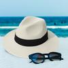 Beach Straw Hat Solid Color Wide Brim Sunshade Anti-UV Breathable Foldable Color Matching Summer Vacation Sun Cap Unisex Travel Hat
