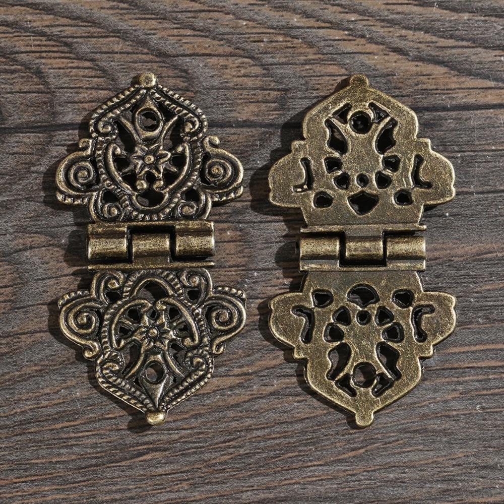Door Wooden Box Lace Zinc Zinc Alloy Mini Chinese Style Antique Butt Hinges Hollow Flower Furniture Hardware