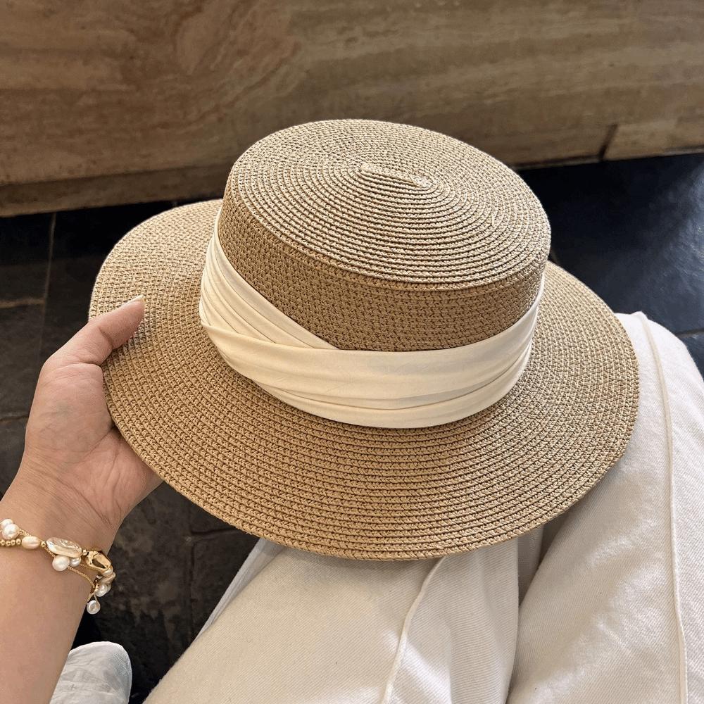 Wide Brim Summer Sun Hats Adjustable Boater Hat French Beach Hats for Women