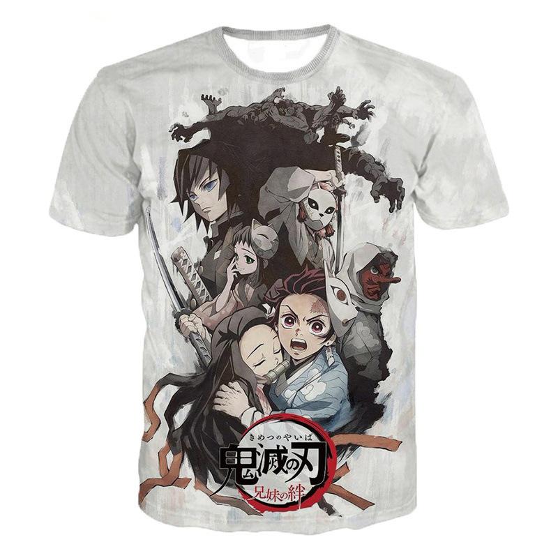 Новая летняя футболка с круглым вырезом, убийца демонов Kimetsu No Yaiba, аниме, мультфильм, короткий рукав, мужская и женская одежда, топ