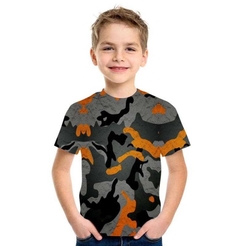 Kids Clothes Camouflage Color 3D Printing T-Shirt Boys Girls Clothing 2-10y Child Baby O-Neck Top Summer Outdoor Play Clothes