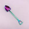 1PCS Creative Shovel Shape Dessert Spoon Stainless Steel Coffee Stirring Spoon Shovel Fork Fruit Fork Home Kitchen Tableware