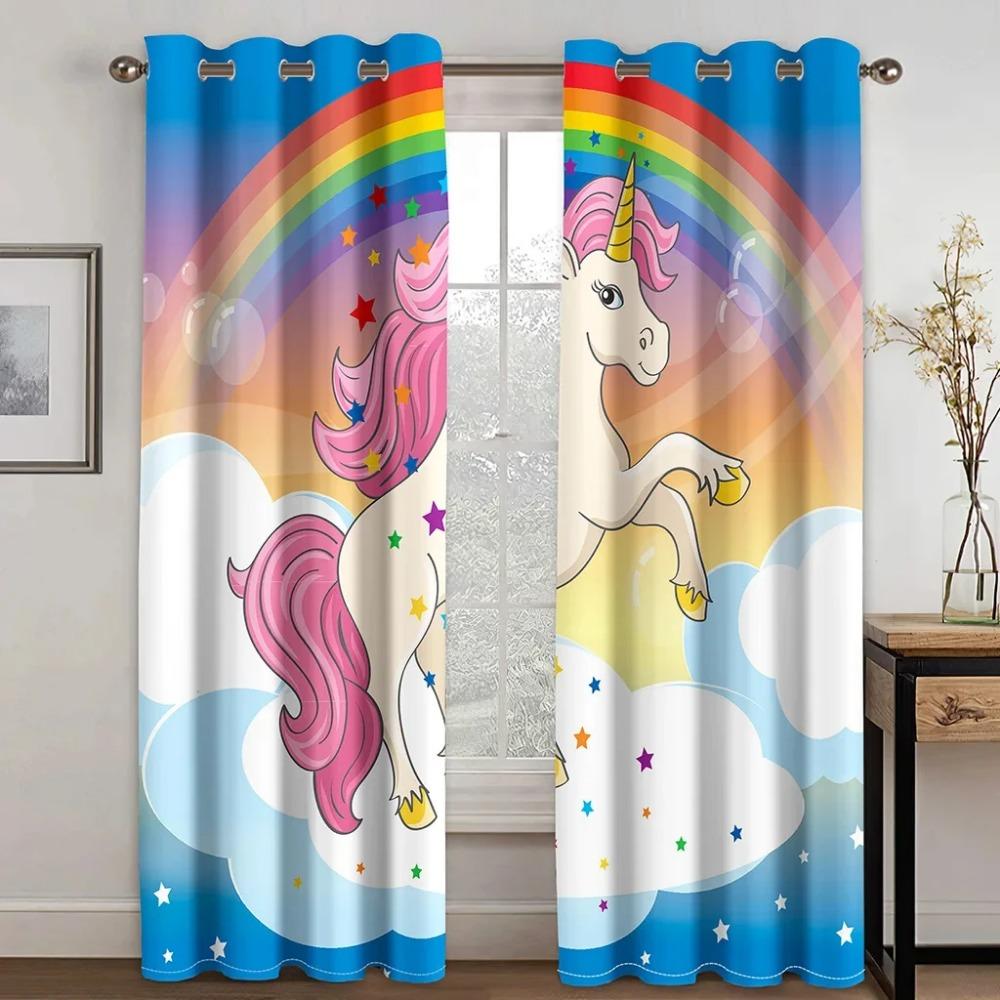 Милые шторы с изображением единорога для спальни и гостиной в разных милых стилях, высокая затемняющая драпировка, новый модный узор
