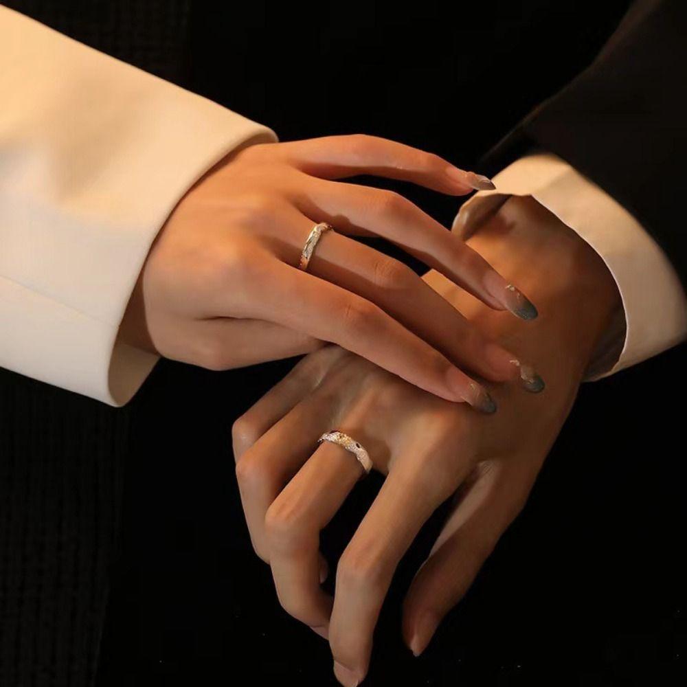 Stackable Adjustable Open Rings Sparkling Matching Rings Love Gift Sun Moon Couple Finger Ring  Men