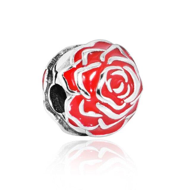 925 Sterling Silver Colorful Beads Transparent Shiny Row Clip Charm Fit Women Bracelet DIY Jewelry