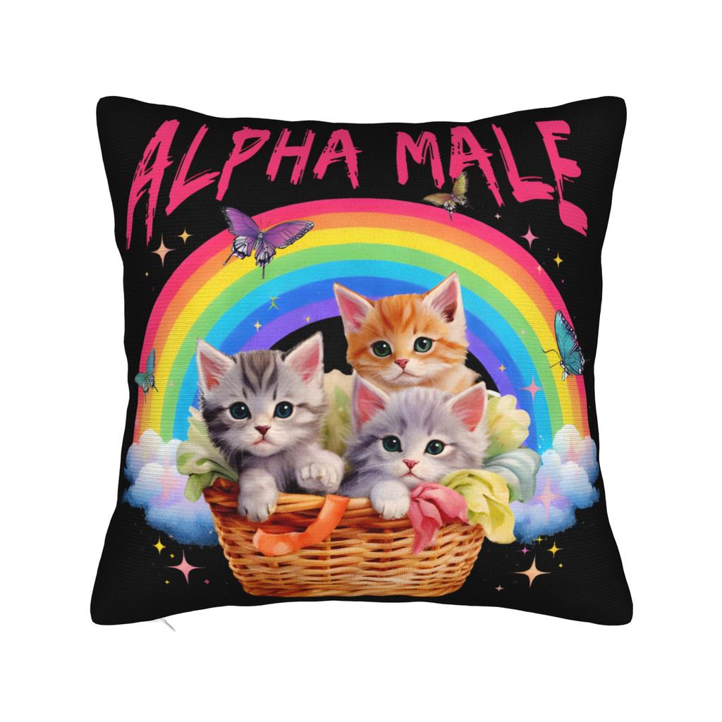 Decorative Pillowcase Alpha Male Cat Kitten Funny Accessories Living Room Pillow Case Cover Zippered Multi Size
