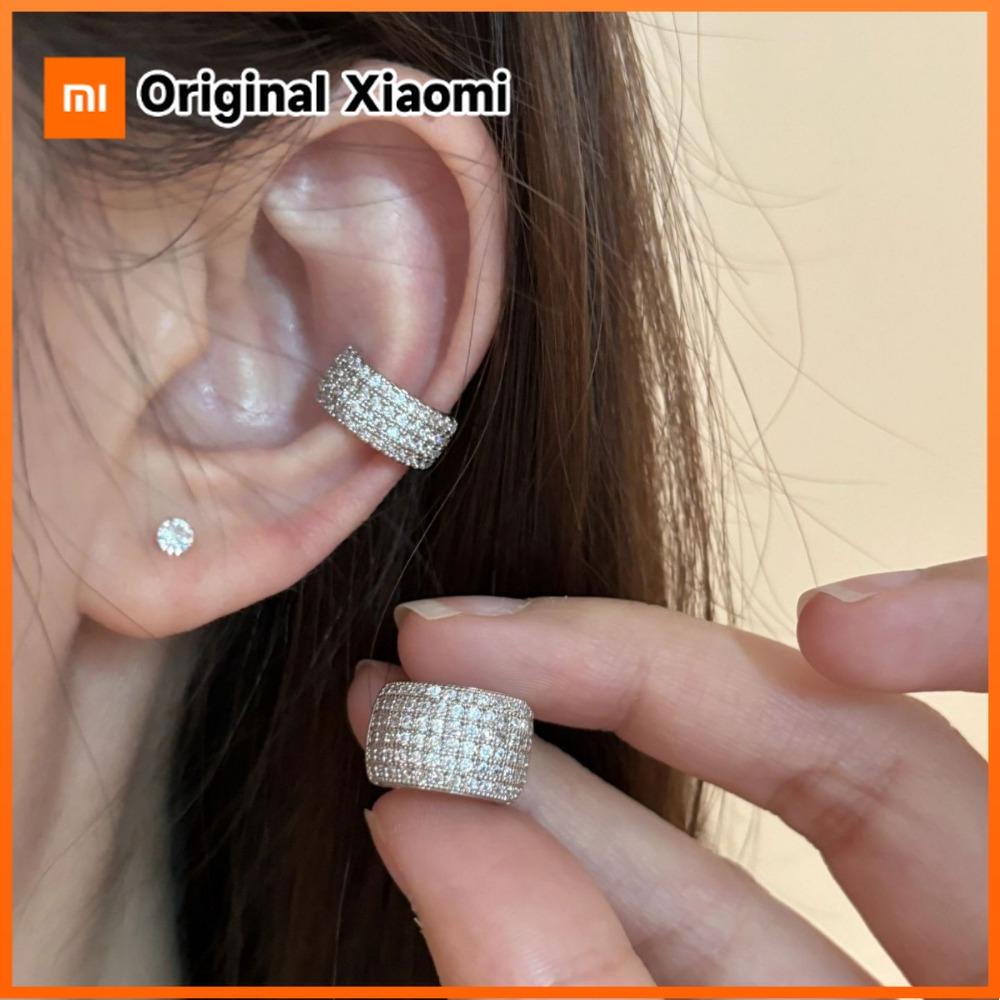 Xiaomi Клипса-серьга для женщин, серебристый цвет, нержавеющая сталь, несколько рядов, полностью инкрустирована цирконами, фейк пирсинг,