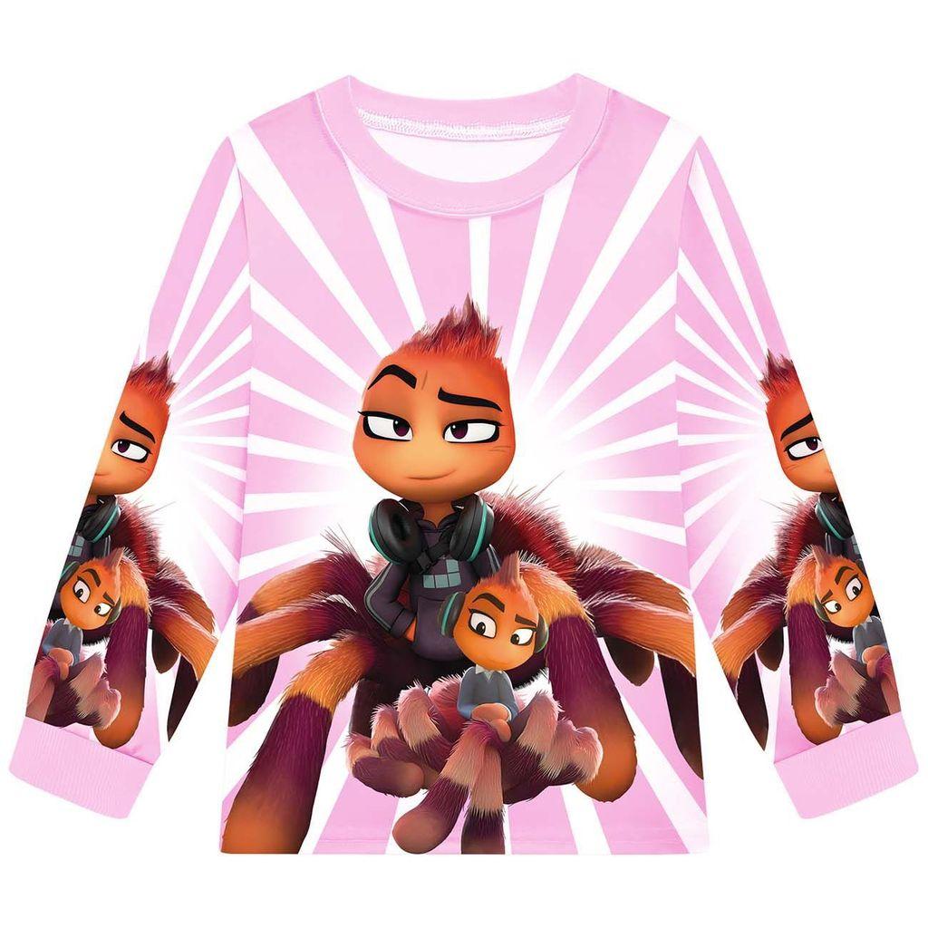 Детский Аниме Мультяшный Принт Плохие Парни Повседневный Комплект Одежды Футболка с Длинными Рукавами и Брюки для Мальчиков и Девочек