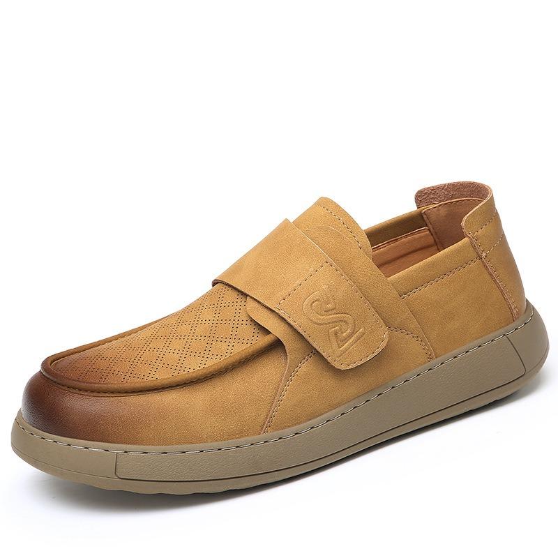 Новая осенняя дышащая ленивая мужская модная трендовая кожаная обувь на одной педали, повседневная кожаная обувь