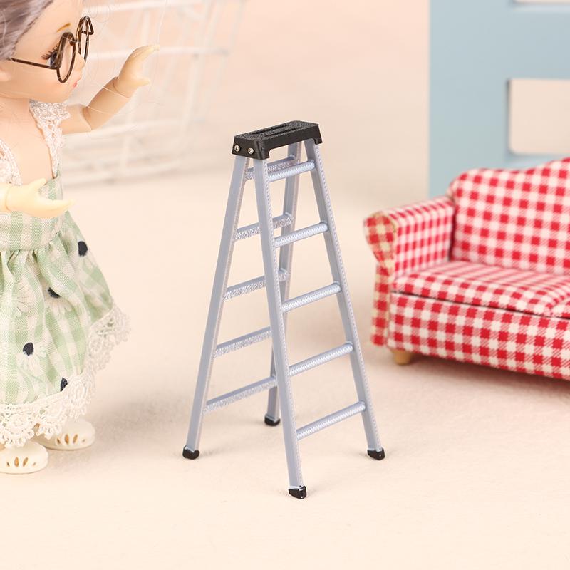 1:12 Dollhouse Mini Plastic Ladder Model Dollhouse Furniture Ladder Decor Toy Accessories Micro Scene Construction Props